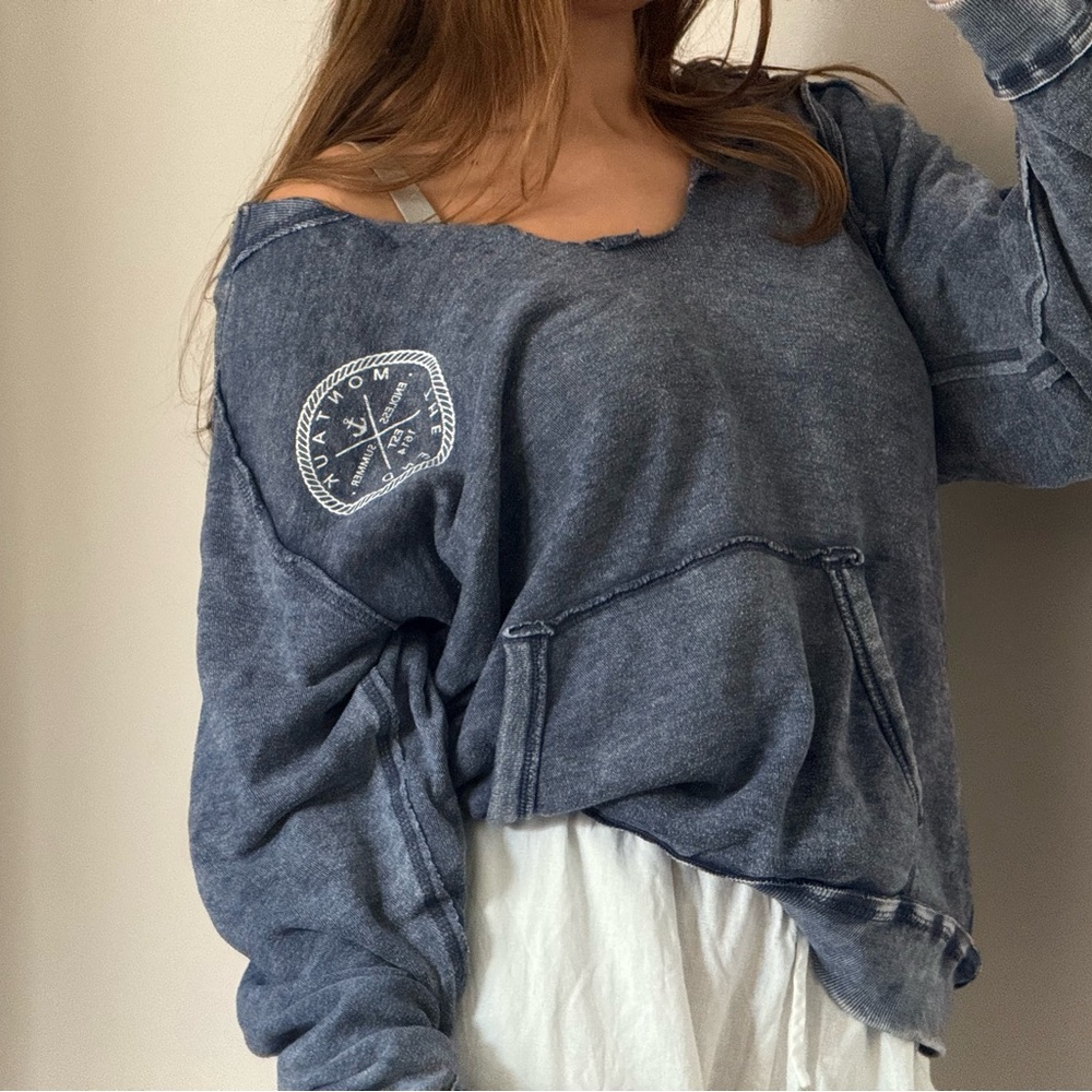 Blue Distressed Sweatshirt